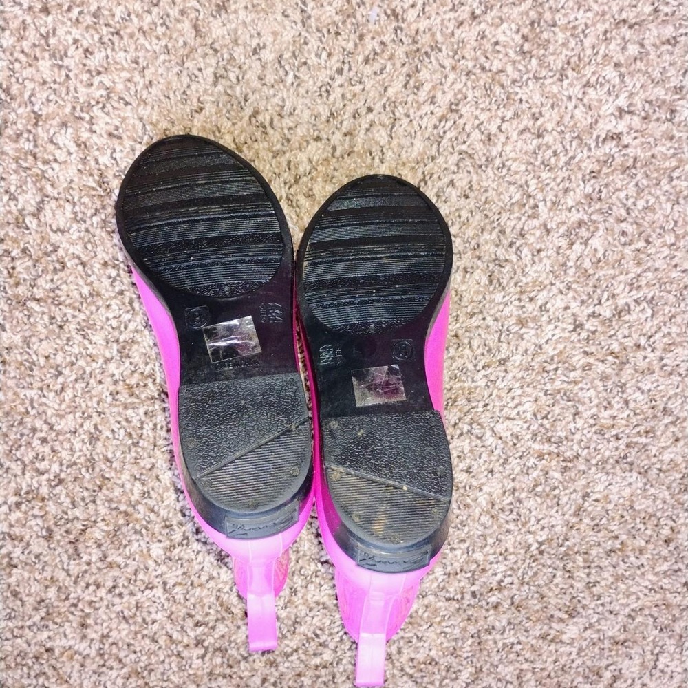 Seven Pink Rain Boots Size 8 Glossy Chelsea Style New - Picture 3 of 4